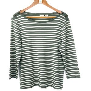 Chico’s Striped 3/4 Sleeve Tee in Sage - Women’s L/12 (Chico’s 2)
